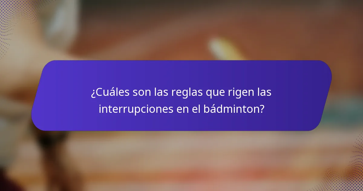 ¿Cuáles son las reglas que rigen las interrupciones en el bádminton?